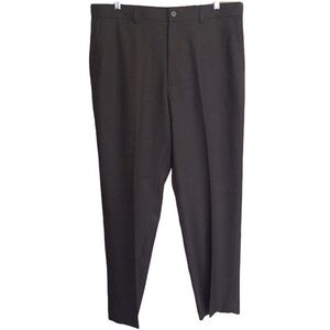 PERRY ELLIS Dark Brown Dress Pants Flat Front 36x32